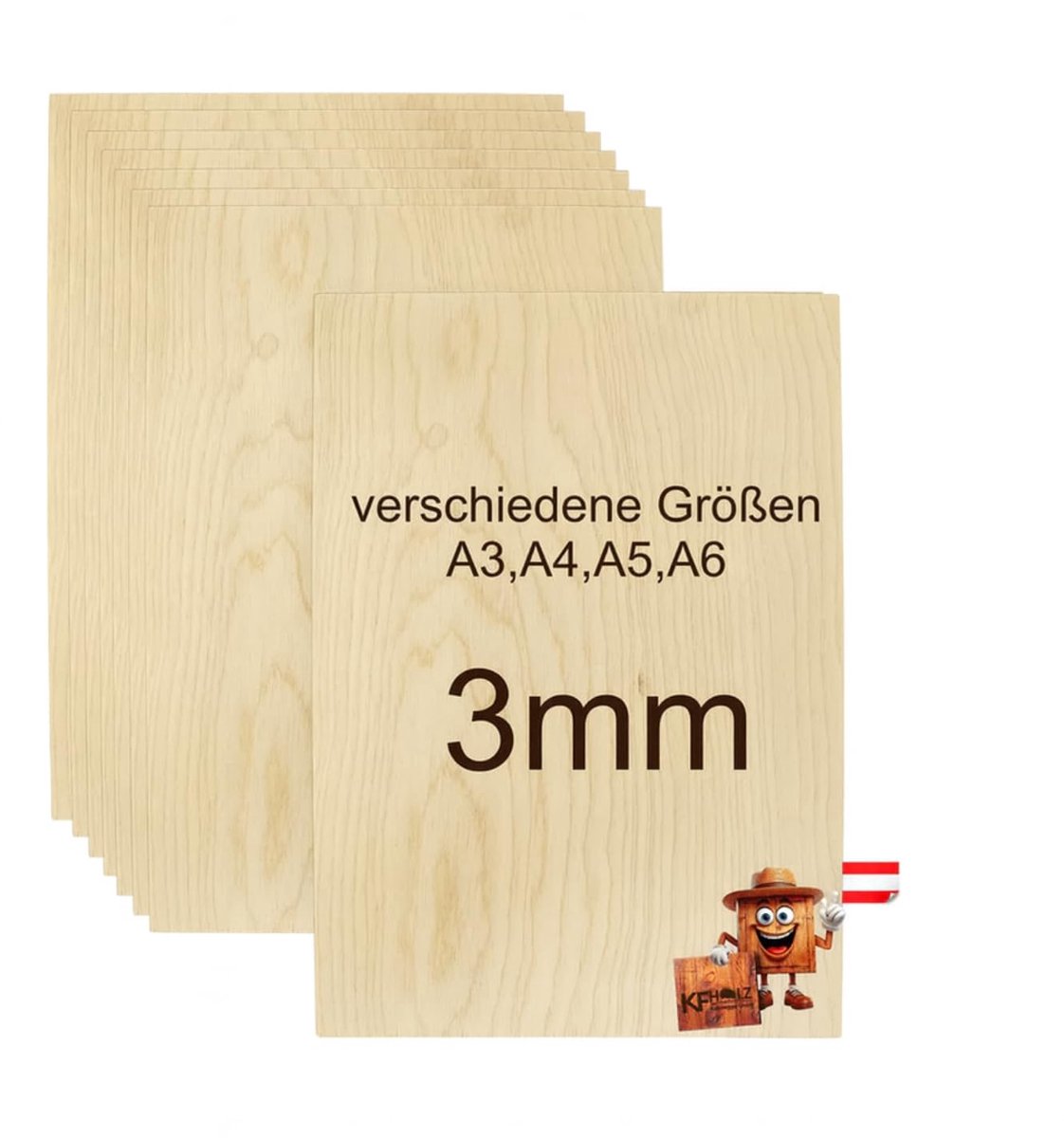 5x Berken Multiplex Platen A3 - 3mm Dikte - Knutselen, Houtsnijden en Modelbouw