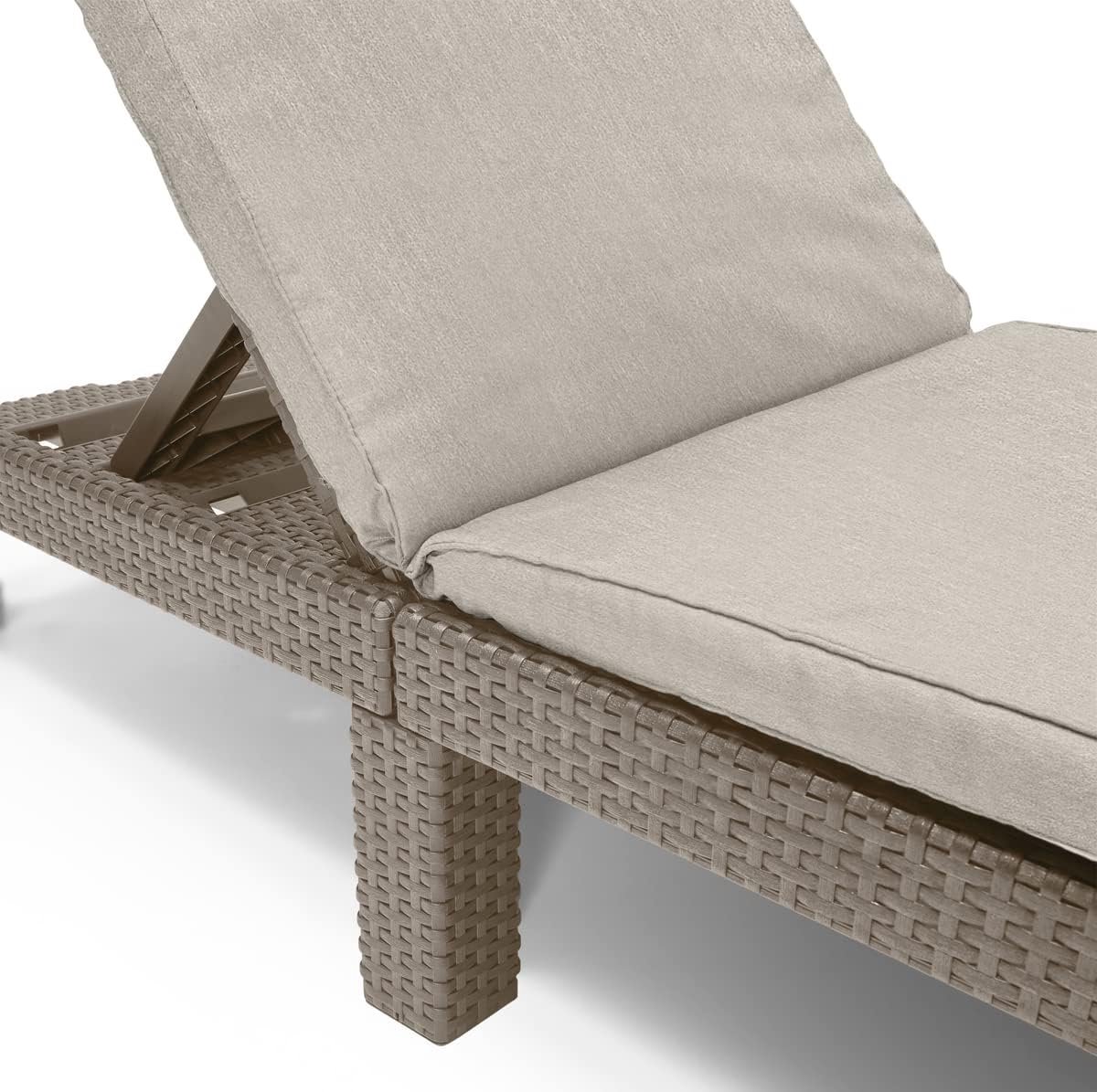 Zonneligstoel Tuinligstoel Verstelbaar met Kussen Rotanlook Cappuccino 195 x 65 x 25,5 cm – Luxe Ligbed voor Tuin, Terras, Balkon & Zwembad – Mobili Bella