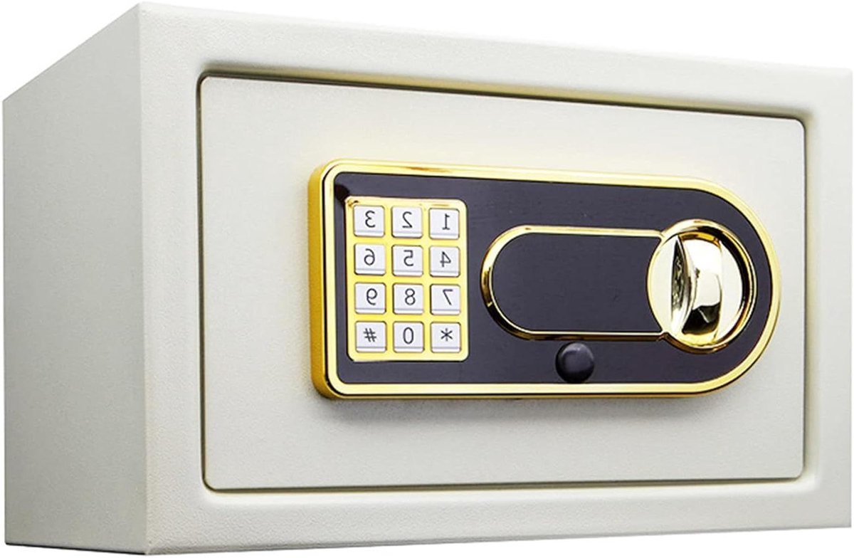 Brandwerende Waterdichte Kluis - Geldkluis Veiligheidskluis - Thuisgebruik Hotelgebruik - Digitaal Toetsenbord Noodsleutel - 20x31x20cm - Wit