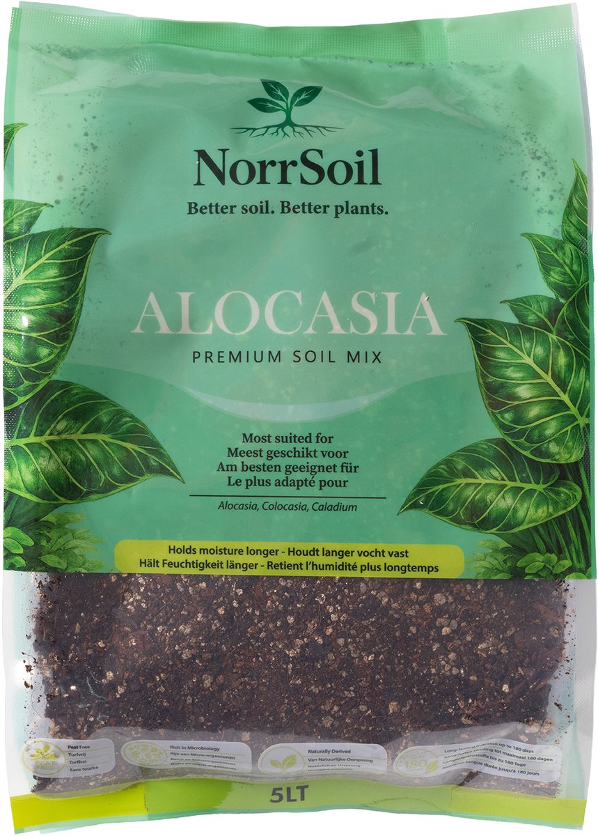 Alocasia Potgrond 5 L - Premium Coco Potgrond Voor Alocasia, Colocasia, Caladium - Turfvrij - 180 Dagen Organische Plantenvoeding - Beste Voor Kamerplantenliefhebbers
