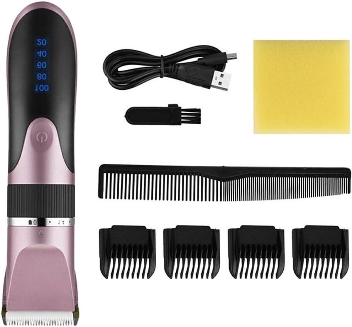 Elektrische Tondeuse - Haarknipper Shaver - Thuis Kapsel Maken - Keramische Scheerkop - 5 Snelheden - Roze