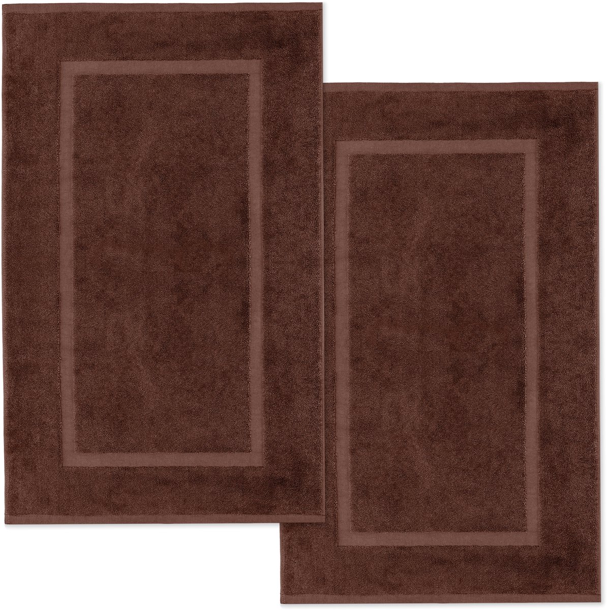 Lavea® Set van 2 badmatten 50x80 cm, zacht en absorberend – 100% katoen, wasbare badkamermatten – ideaal als douche- of badmat – Koffiebruin