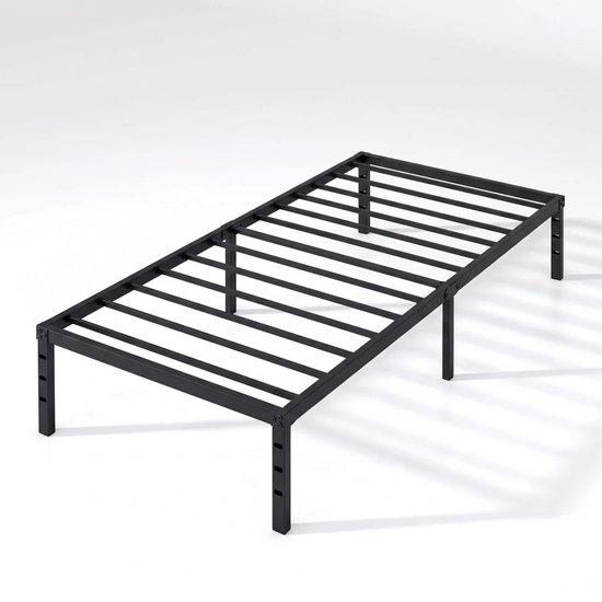 Homeblend Bedframe - Bed 90x200 - Eenpersoonsbed - Stalen Bed - Carbon Staal - Stevig Bed - Opbergbaar Bed