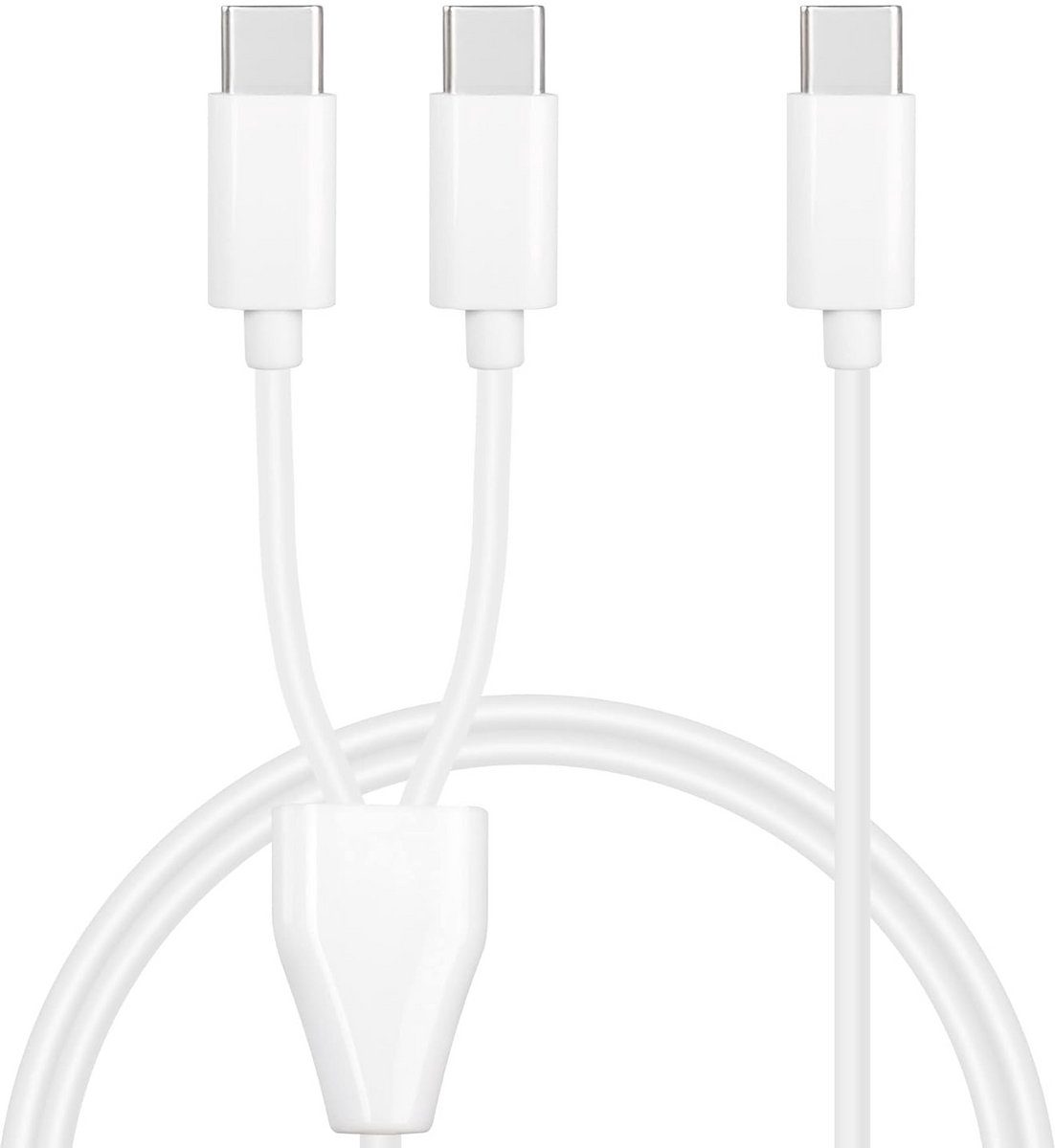 Multi-Charging Kabel 2-in-1 USB-C Splitter 1m – Oplaadkabel voor Android en Mobiele Devices – Wit