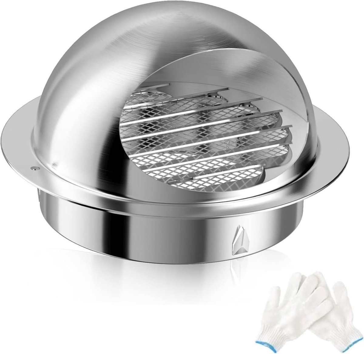 Ronde Ventilatierooster 100mm van RVS met Insectenfilter, Weerbestendig en Geschikt voor Badkamer en Afzuigkap
