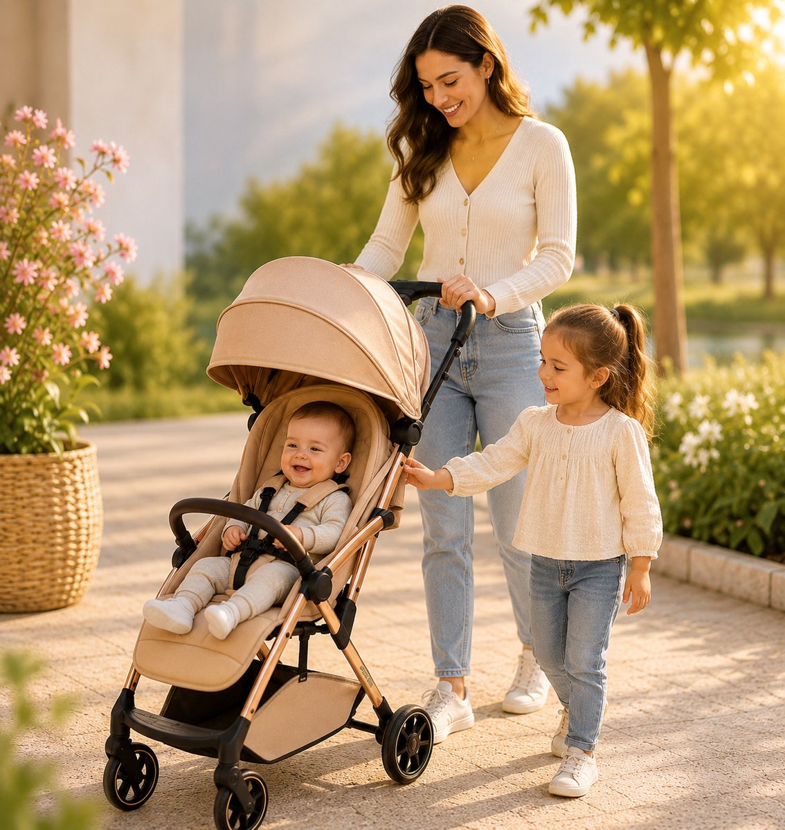 Bol.com Leclerc Hexagon Buggy - Inklapbare Kinderwagen - Champagne - Reisbuggy aanbieding