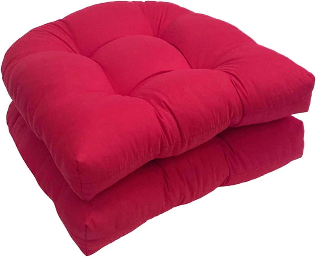 Rieten stoelkussens - Buitenkussens Terras - Comfortabel Zitten - Overgevulde Vulling - 2 stuks 47x45 cm - Rood