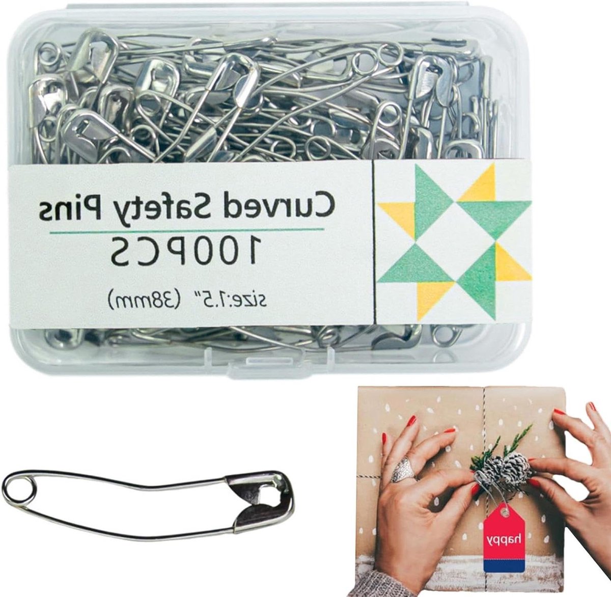 Quilt Spelden - Gebogen Pins - Stof Vasthouden - Veilige Sluiting - 100 Stuks - Zilver