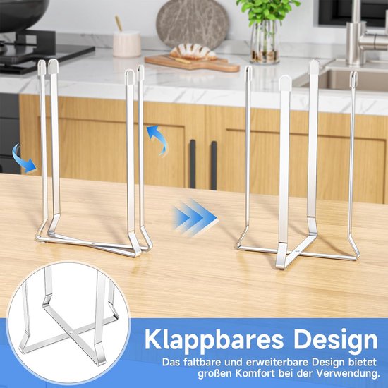 Opvouwbare flessenhouder, flessendroger, standaard, flessenafdruiprek (zilver) — afbeelding 5