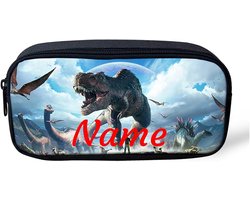 Belidome Dinosaurus Etui met Tekst of Naam Duurzame Rits Pen Organizer Bag