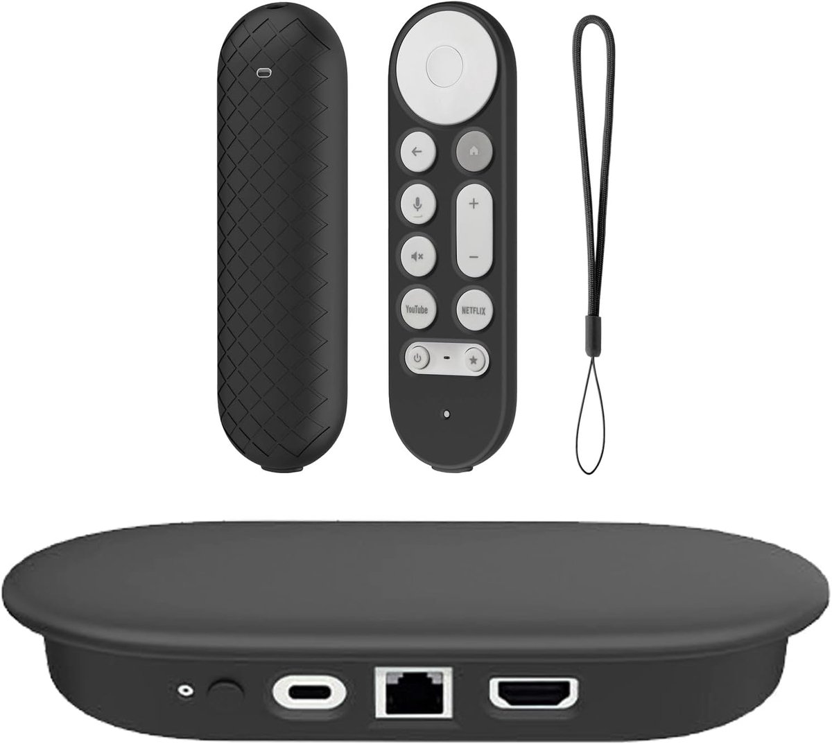 2x Siliconen Beschermhoes voor 4K TV Streamer Afstandsbediening en Kastje (Zwart)