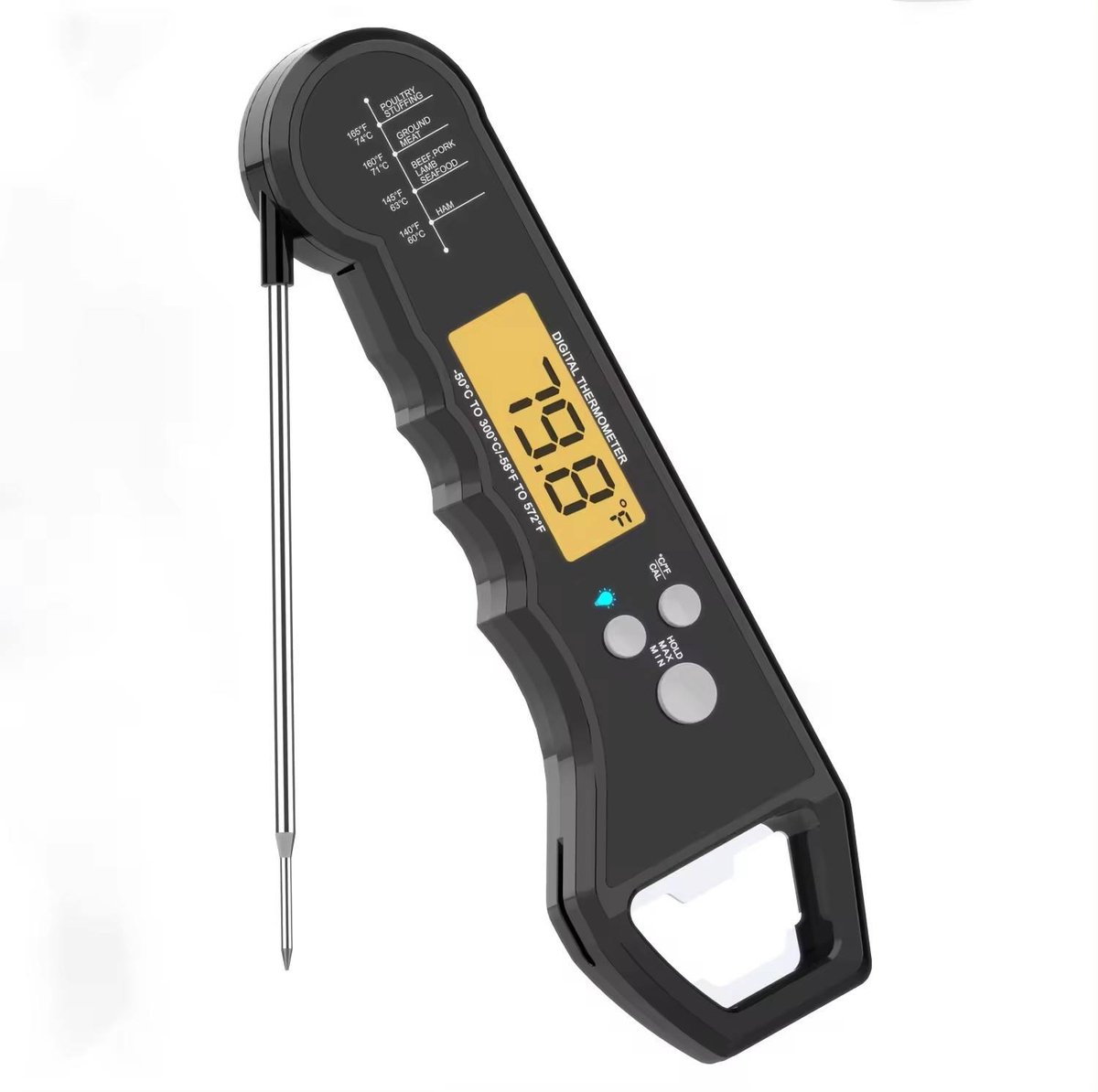 Vleesthermometer BBQ Thermometer - Oventhermometer Keukenthermometer Kookthermometer - Kerntemperatuurmeter Voedselthermometer Kernthermometer - Suikerthermometer Kook Thermometer Vlees Oven Keuken - Barbecue Accessoires - Zwart