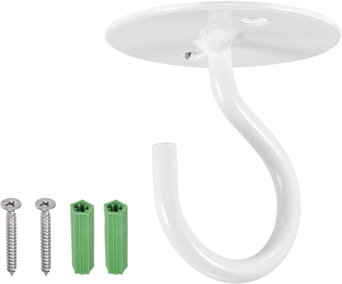 Set van 2 Zware Plafondhaken voor Hangplanten - Ideaal voor Thuis en Kantoor, Wit, 1.6x2.1 cm, Stevig en Duurzaam