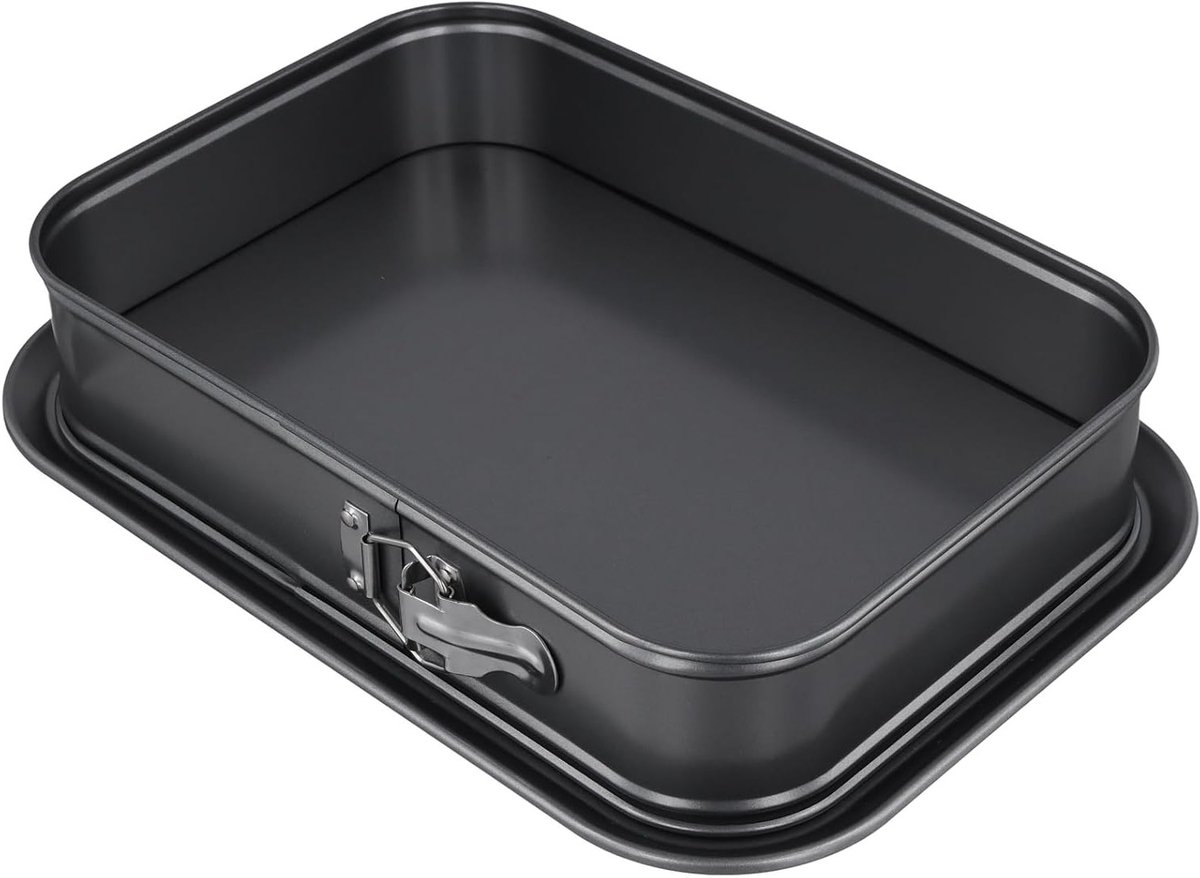 Non-stick Rechthoekige Springvorm 35.5 x 24 x 8 cm van Zwart Koolstofstaal, Ideaal voor Taart, Gebak en Ovenbereidingen