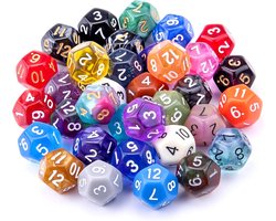 SIQUK 35 stuks polyhedral dobbelstenen 12 zijdige gemengde kleuren dobbelstenen voor DND RPG MTG tafelspelen met zwart fluwelen opbergtas