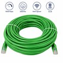 Groene CAT6 UTP netwerkkabel, opgerold, met aan beide zijden een doorzichtige RJ45-connector. Iconen tonen 1000mbps, 250mhz, sterk signaal en CCA.