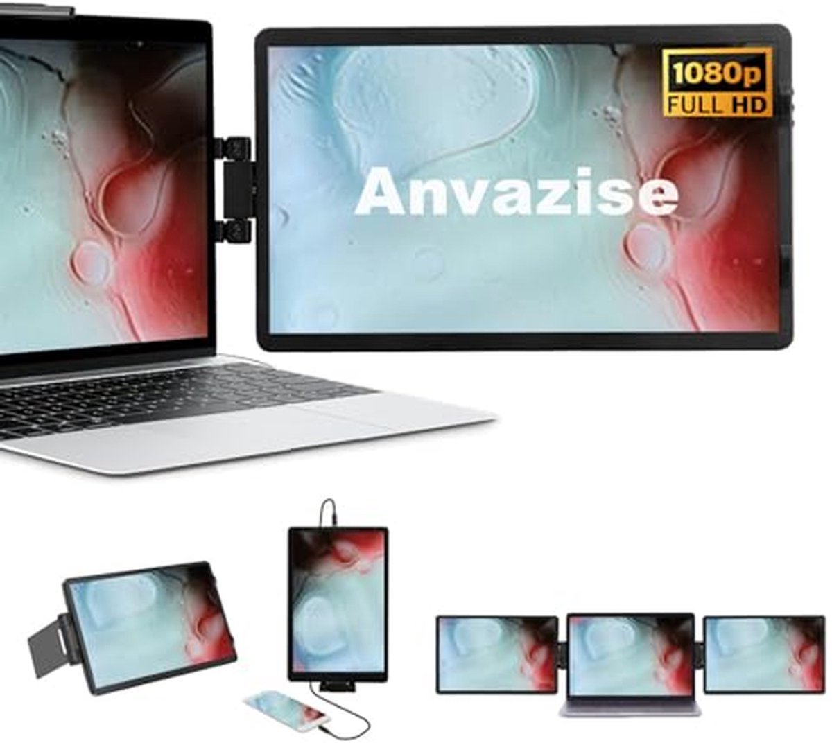 Draagbare Laptop Monitor Extender - 11.6/14.1 inch Dual Screen Externe Monitor met 1920 x 1080 FHD IPS