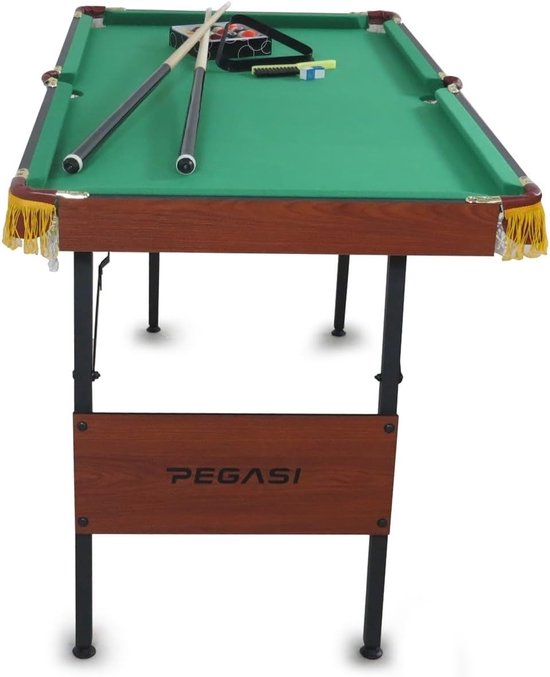 Inklapbare Pooltafel - Mini Tafel - Thuis Spelen - Compleet Accessoirespakket - 5ft - Houtkleurig — afbeelding 2