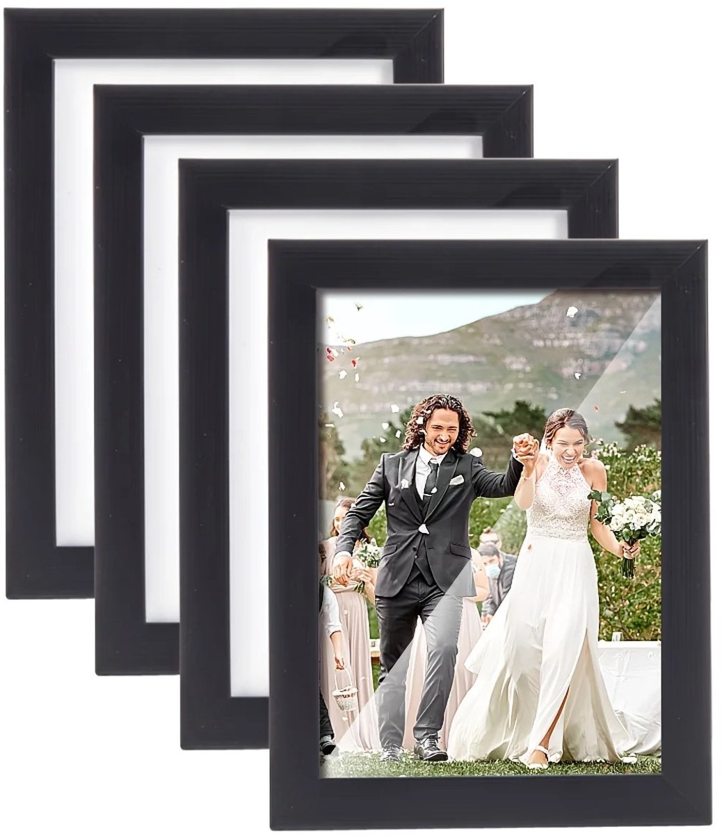 Dailygoods 4 stuks houten fotolijsten set 4x6/5x7/6x8/8x10' geen mat tafelblad/muur display voor foto's prints schilderi