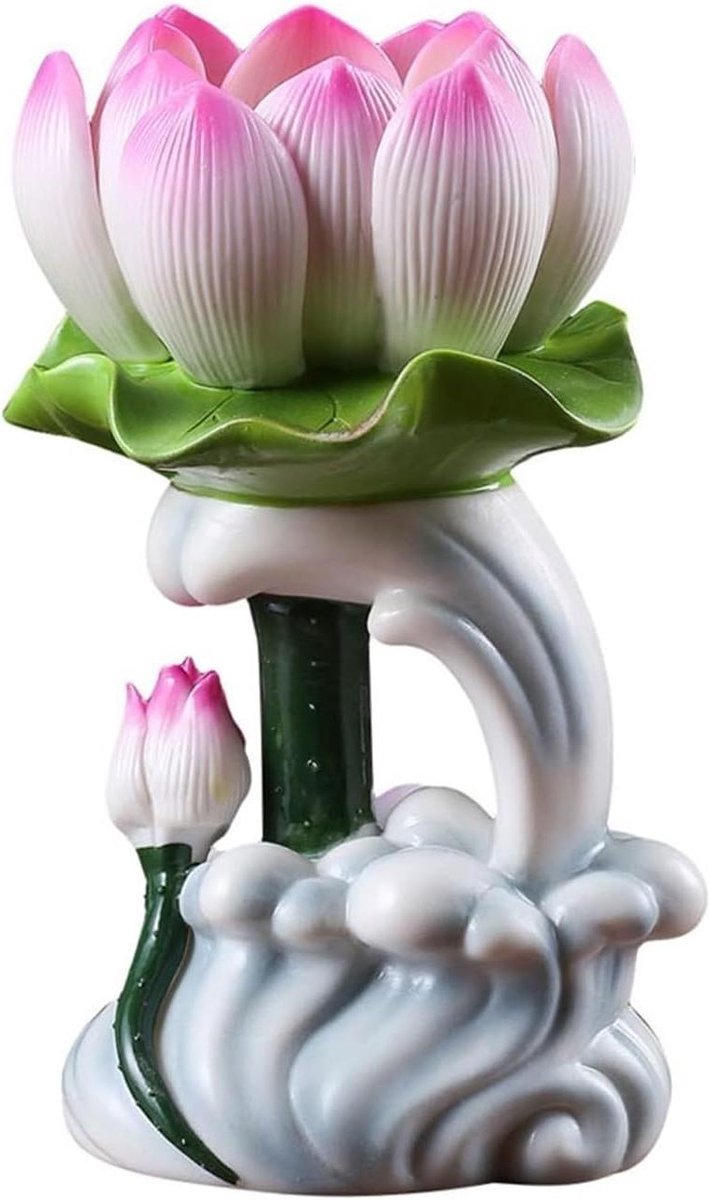 Kandelaar Lotus - Kaarsenhouder Decoratie - Tafel Decoratie - Keramisch Kunstwerk - 10x16.5cm - Eén Kleur