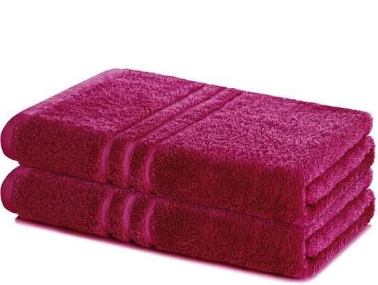 Lavea® Set van 2 badlakens 100x150 cm – 100% katoen, badhanddoeken en handdoeken, zacht, absorberend en duurzaam – ideaal voor badkamer, sauna, spa of hotel – Bordeaux