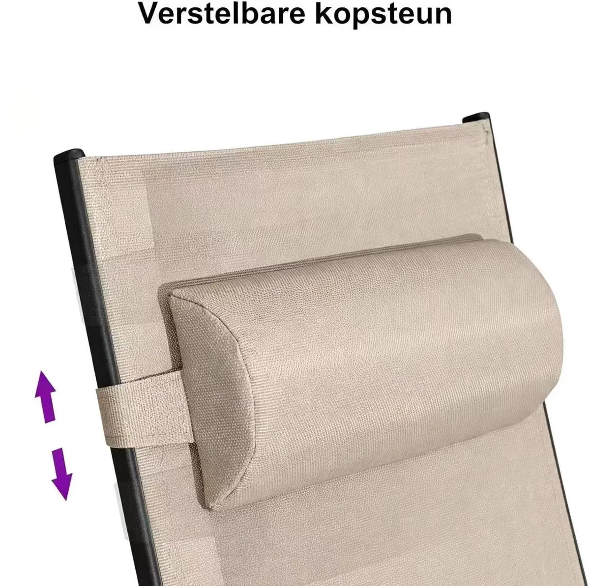 Purple Leaf Aluminium ligbedden met kussen - Set van 2 met bijzettafel - Khaki
