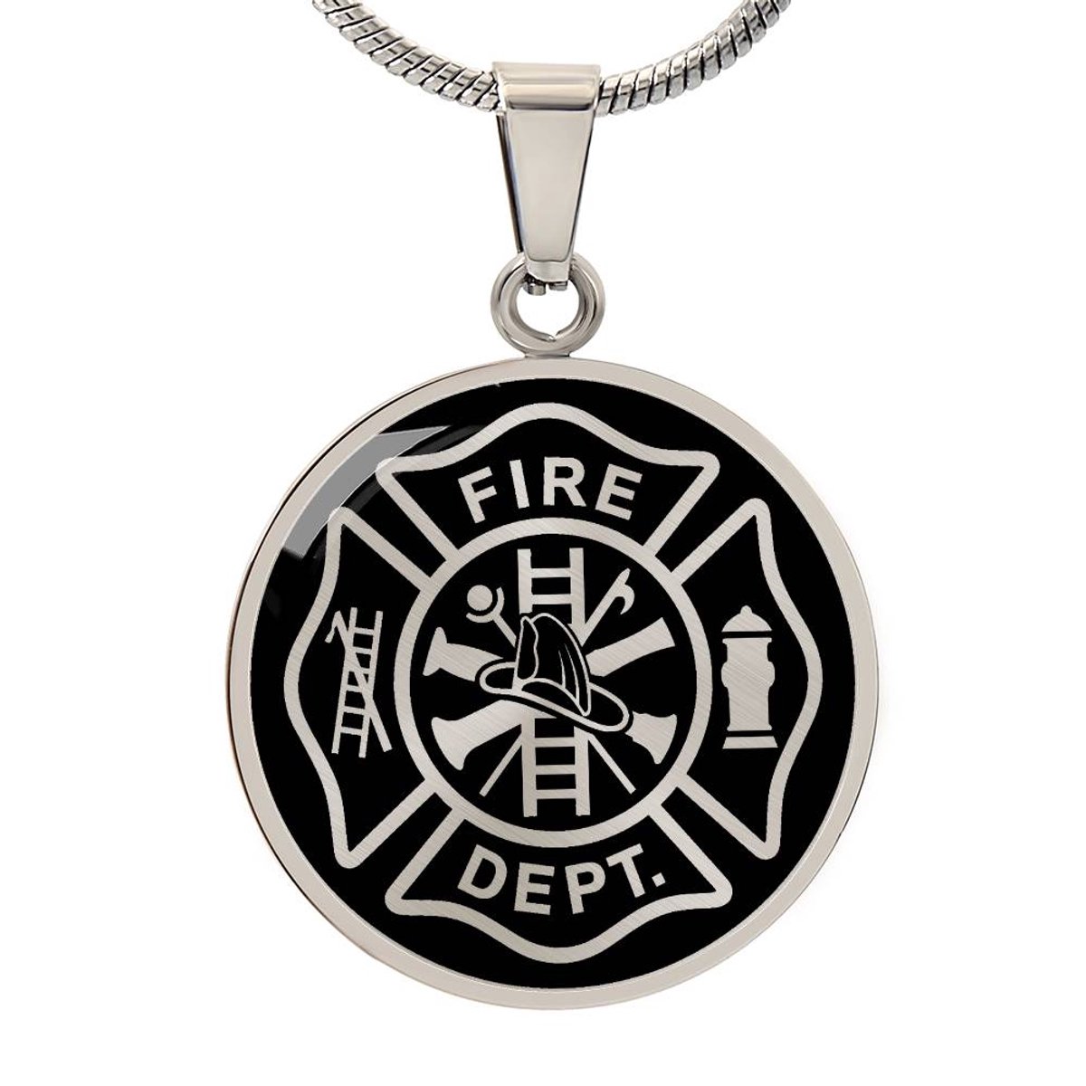 Symbolic Gifts - Brandweer Ketting Zilver Kleurig Waterproof Firefighter Hanger - Premium Stainless Steel - Sieraad Cadeau - Verstelbaar 45 - 56 cm