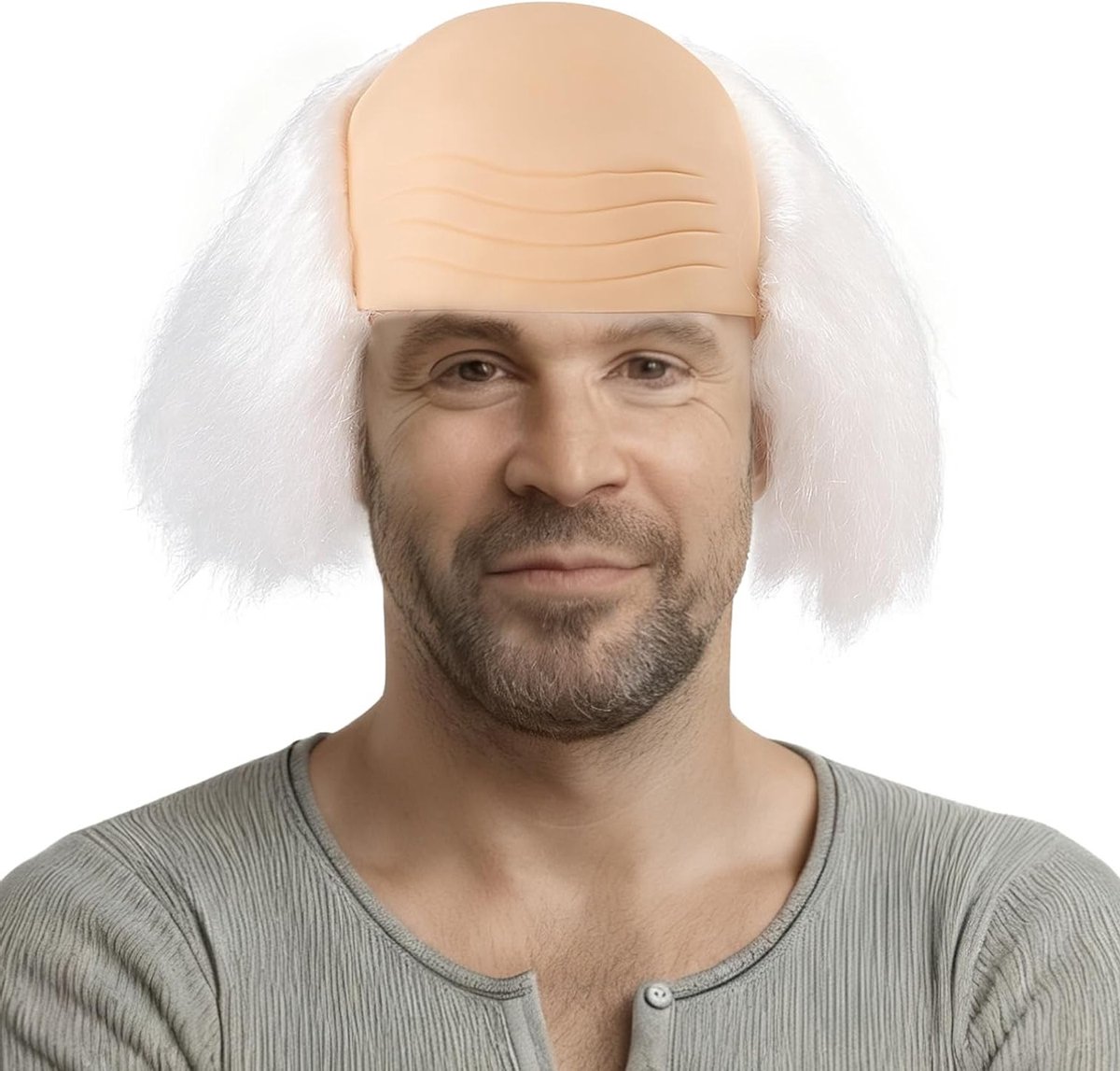 Realistische kale pet voor volwassenen, grappig cosplay-kostuum voor Halloween, carnaval en feesten met pruik en tovenaarsjurk accessoires