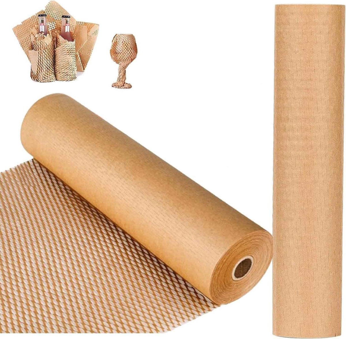 MTTproducts- Honingraatpapier 30cm x 10m - Verpakkingsmateriaal - Opvulmateriaal - Bubbeltjesplastic - Schokbestendig - Bruin Kraftpapier