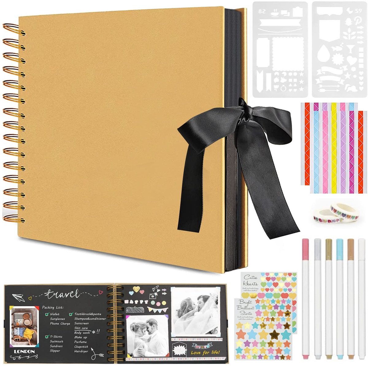 MTTproducts- Fotoalbum DIY - 30 Bladen - Ringband - Spiral Binding - Duurzaam Karton - Zwart Binnenwerk - Creatieve Accessoires - Fotoalbumset