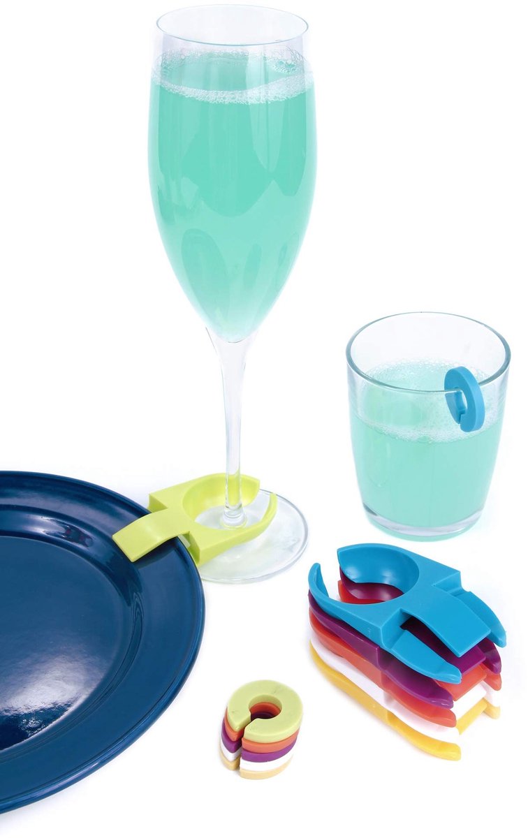MTTproducts- Buffetplaat Clips - Feest Accessoires - Glas Marker ID-Ringen - Kleurenset - Ideaal voor Feesten/BBQ's - Eenvoudig te Bevestigen - Feestaccessoires