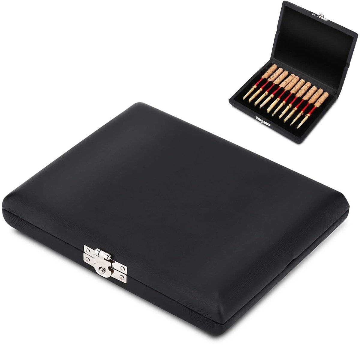 MTTproducts- Rietopbergtas Houten en PU Lederen Cover - Opbergdoos voor 10/12/20 Stuks - Multi-Instrument Houder - Schokbestendig - Duurzaam - Lichtgewicht - Rietcase
