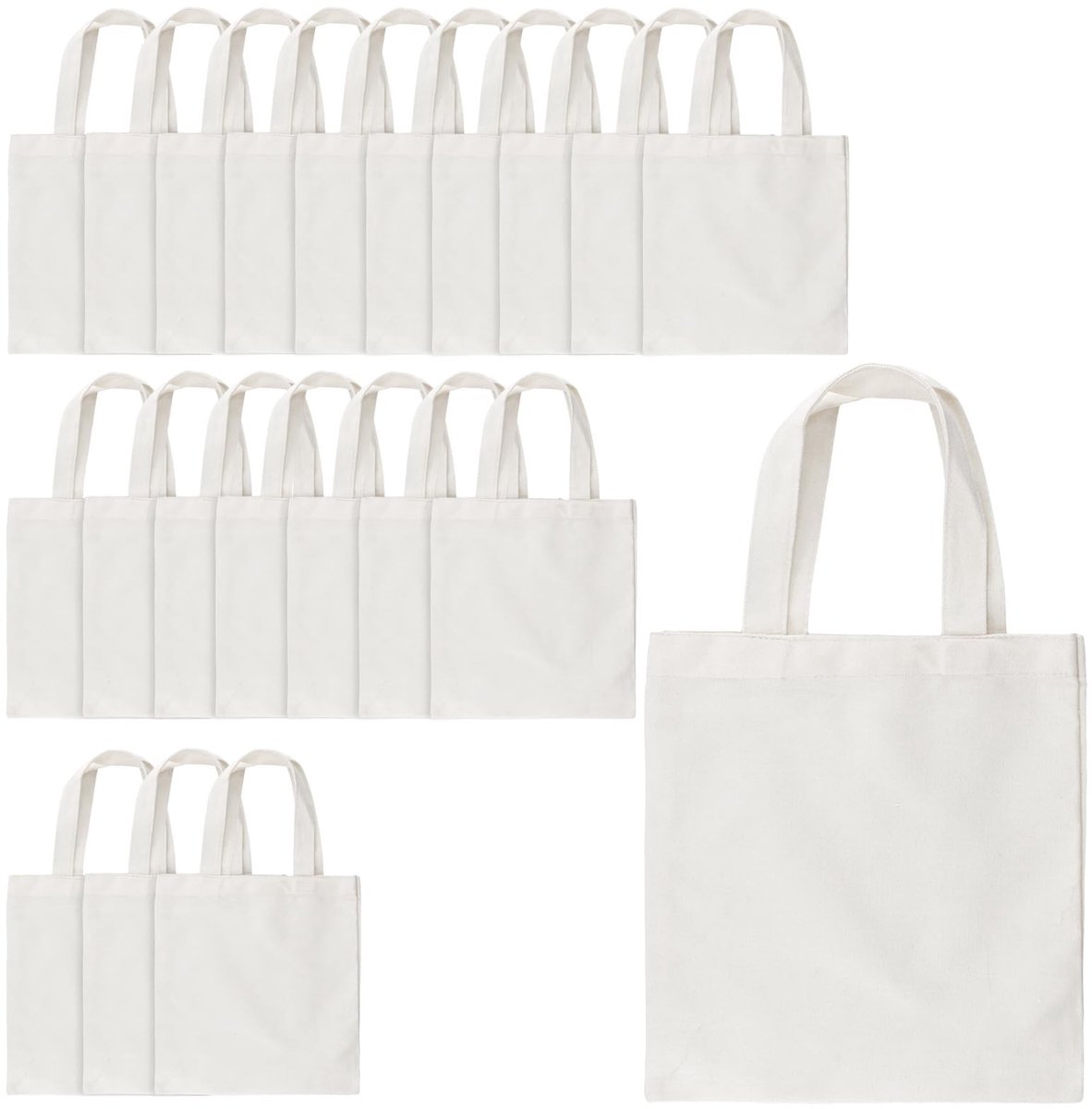 MTTproducts- Katoenen Tassen 20 Stuks - Jute Zakken - 24 x 26 cm - Stevige Hengsels - Creatieve Projecten - Ideaal voor Winkelen - Boodschappentas