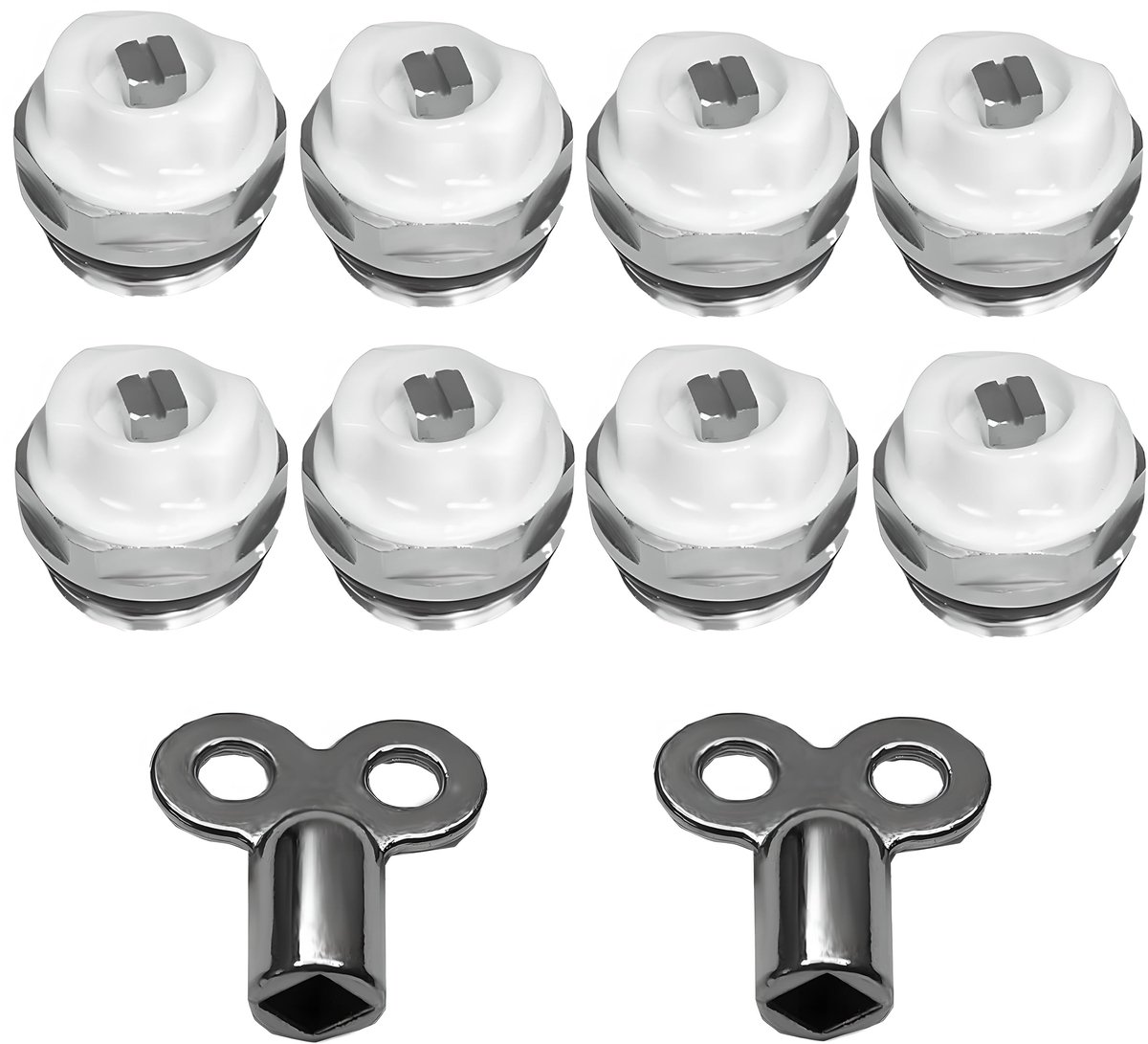 MTTproducts- Verwarmingsontluchtingsventiel 1/2 inch - 8 Stuks - Radiatorontluchtingsventiel - Handmatig Ventiel - Ontluchtingssleutels - Draaibare Kunststof Kop - Radiatorventiel