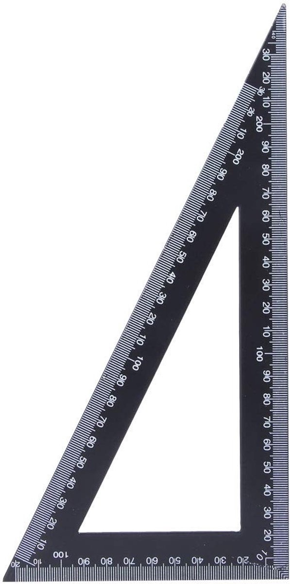 NTH products- Timmermanshoek Professionele Driehoekige Liniaal - Koolstofstaal - Nauwkeurige Meting - Compact - Lichtgewicht - Lange Levensduur - Meetlat
