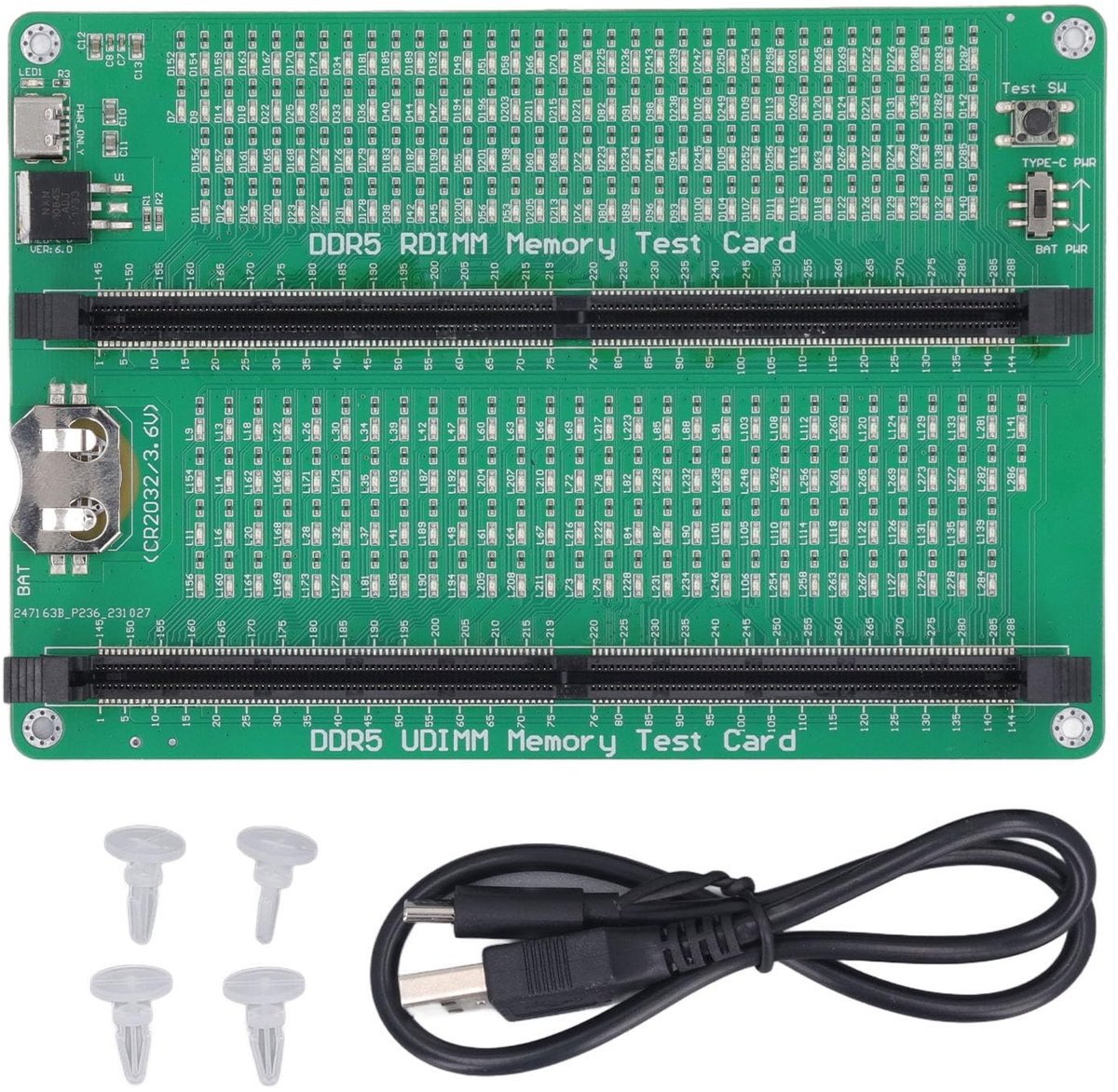 MTTproducts- Geheugentester LED-indicator - DDR5-geheugen - Testkaart - Eenvoudig te gebruiken - CR2032-batterij - Controleert slijtage en schade - Geheugenkaart