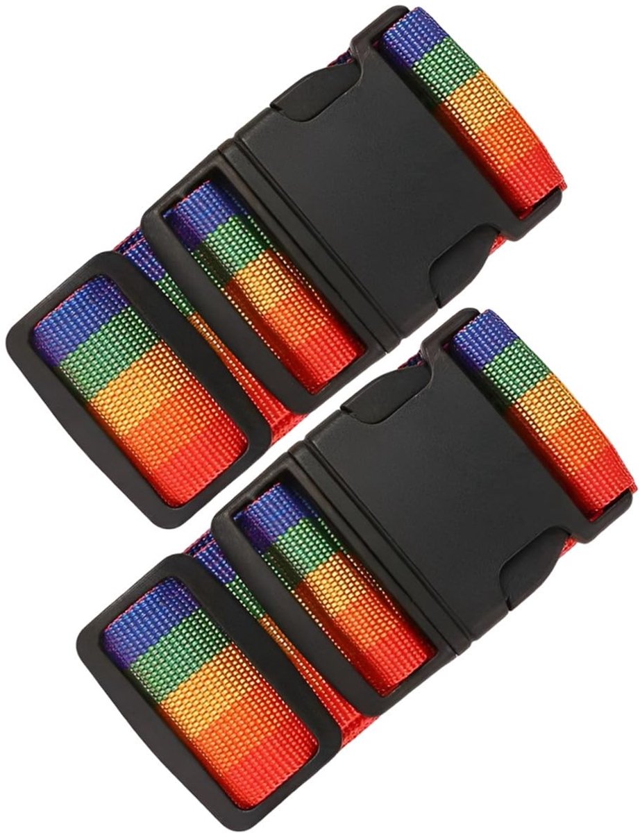 MTTproducts- Kofferriemen 2 Stuks - Verstelbare Bagageriemen - Reisaccessoires met Snelsluiting - Polypropyleen - Regenboogkleuren - Veiligheidsbescherming - Bagageriem