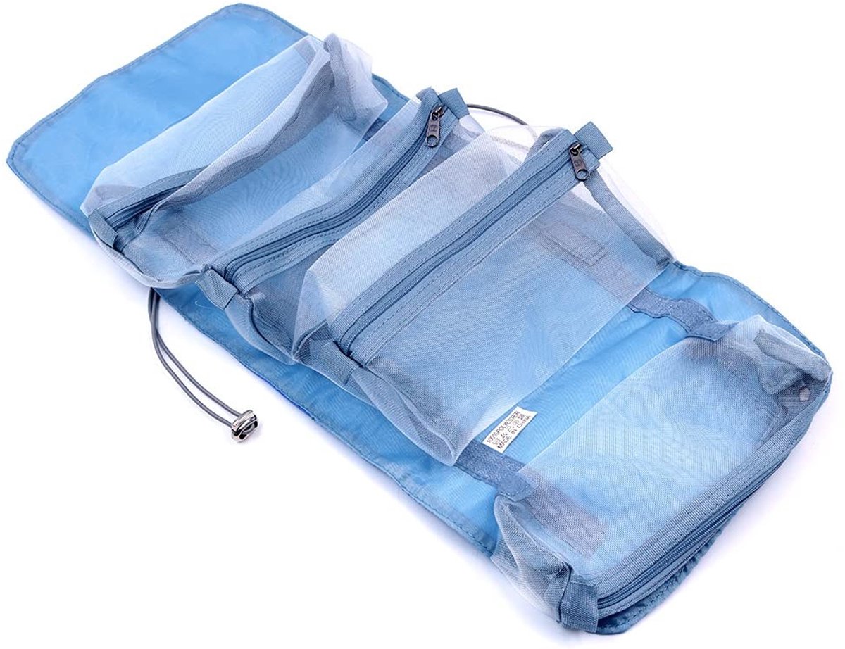 MTTproducts- Toilettas 4-in-1 afneembaar - Opvouwbare Make-up Tas - Grote Capaciteit - Reisorganisator - Mesh/Nylon - 23 x 54,5 cm - Cosmetica Organizer