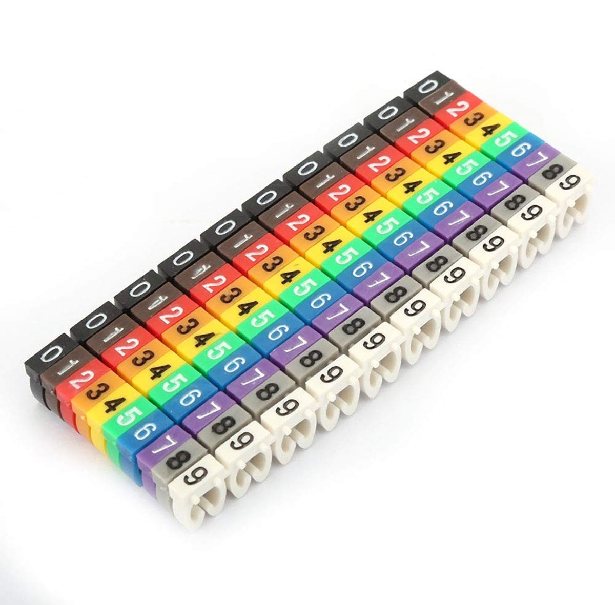 MTTproducts- Draadlabel C-vormig - Kabelmarkering - 10 Stuks - Geschikt voor Draaddiameter 0,75-7,0 mm - Hoogwaardig Kunststof - Kleurgecodeerd - Kabelmarker
