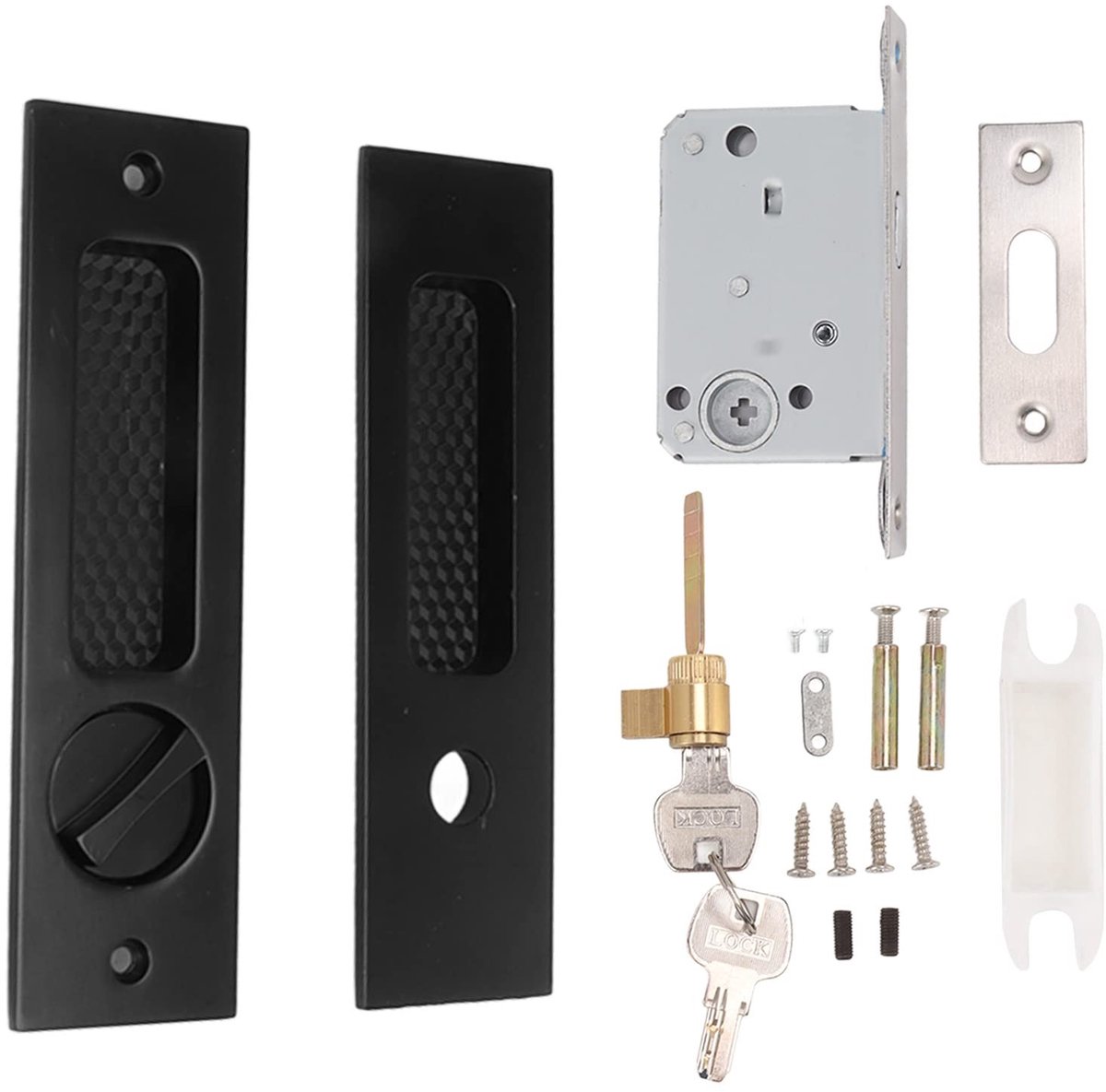 MTTproducts- Insteekslot Onzichtbaar - Schuifdeur Slot - Handgreepvergrendeling - Geschikt voor Linker/Rechterdeuren - Inclusief 2 Sleutels - Eenvoudige Installatie - Deurslot