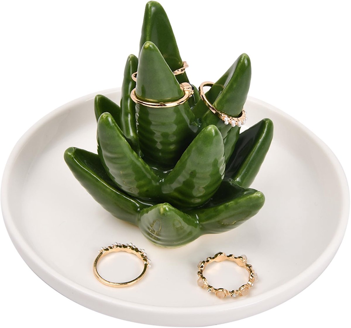 Cosensi- Sieradenstandaard Hoogwaardige Glazuur Keramiek - Ringhouder - Sieradenhouder - Cactus Design - Voor Ringen/Kettingen - Perfecte Cadeau