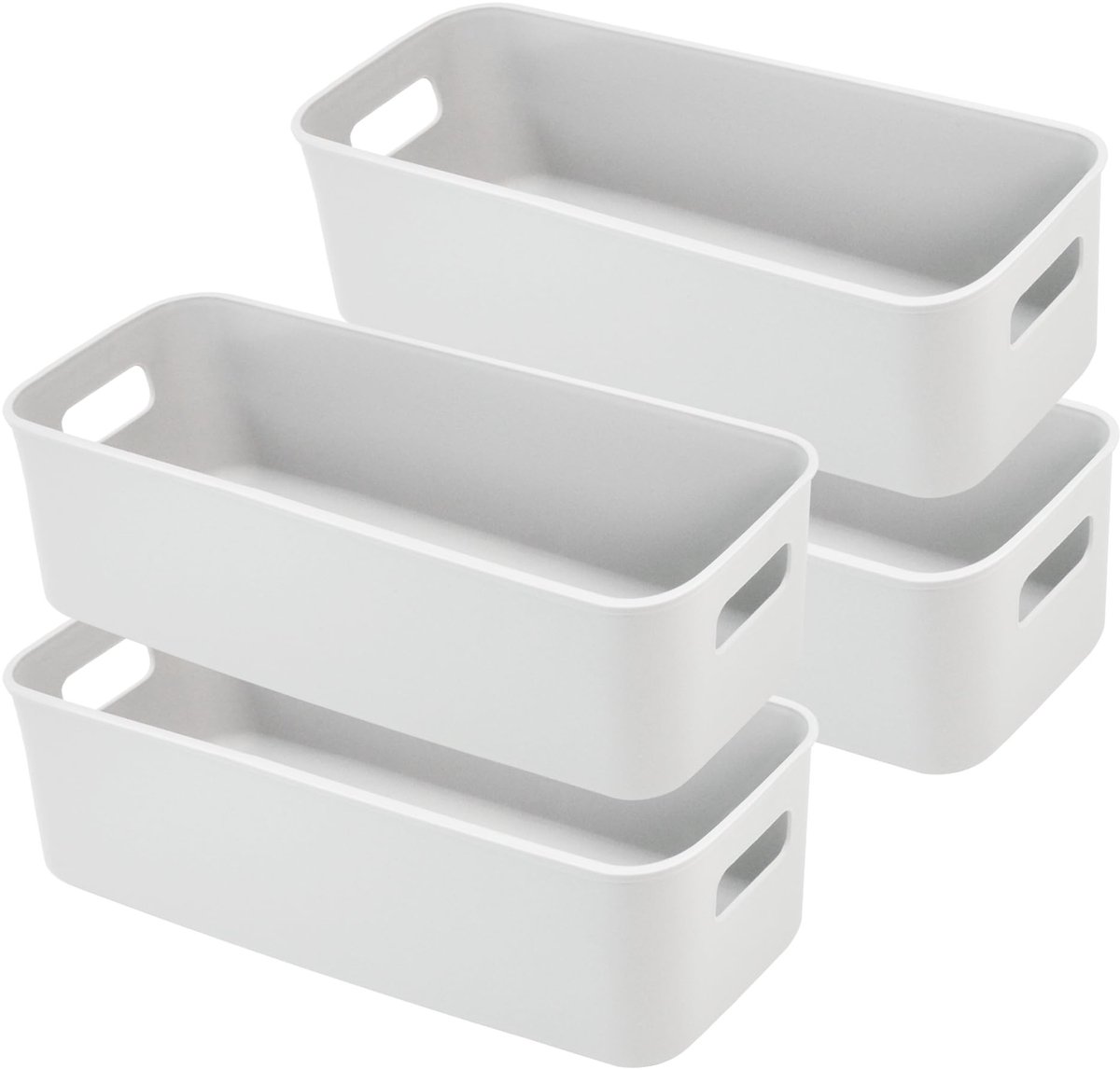 Cosensi- Opbergdozen 4 Stuks - Plastic - 30 x 11 x 9.5 cm - Grijs - Organiser - Antislip Voeten - Herbruikbaar - Opbergmanden