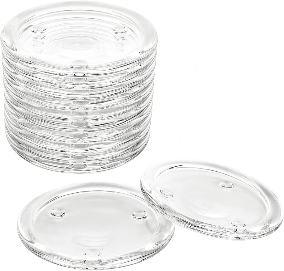 Cosensi- Kaarsenonderzetters 12 stuks - 10 cm - Glas - Transparant - Kandelaar voor Stompkaarsen - Bruiloften/Feesten - Gemakkelijk schoon te maken - Kaarsenhouders