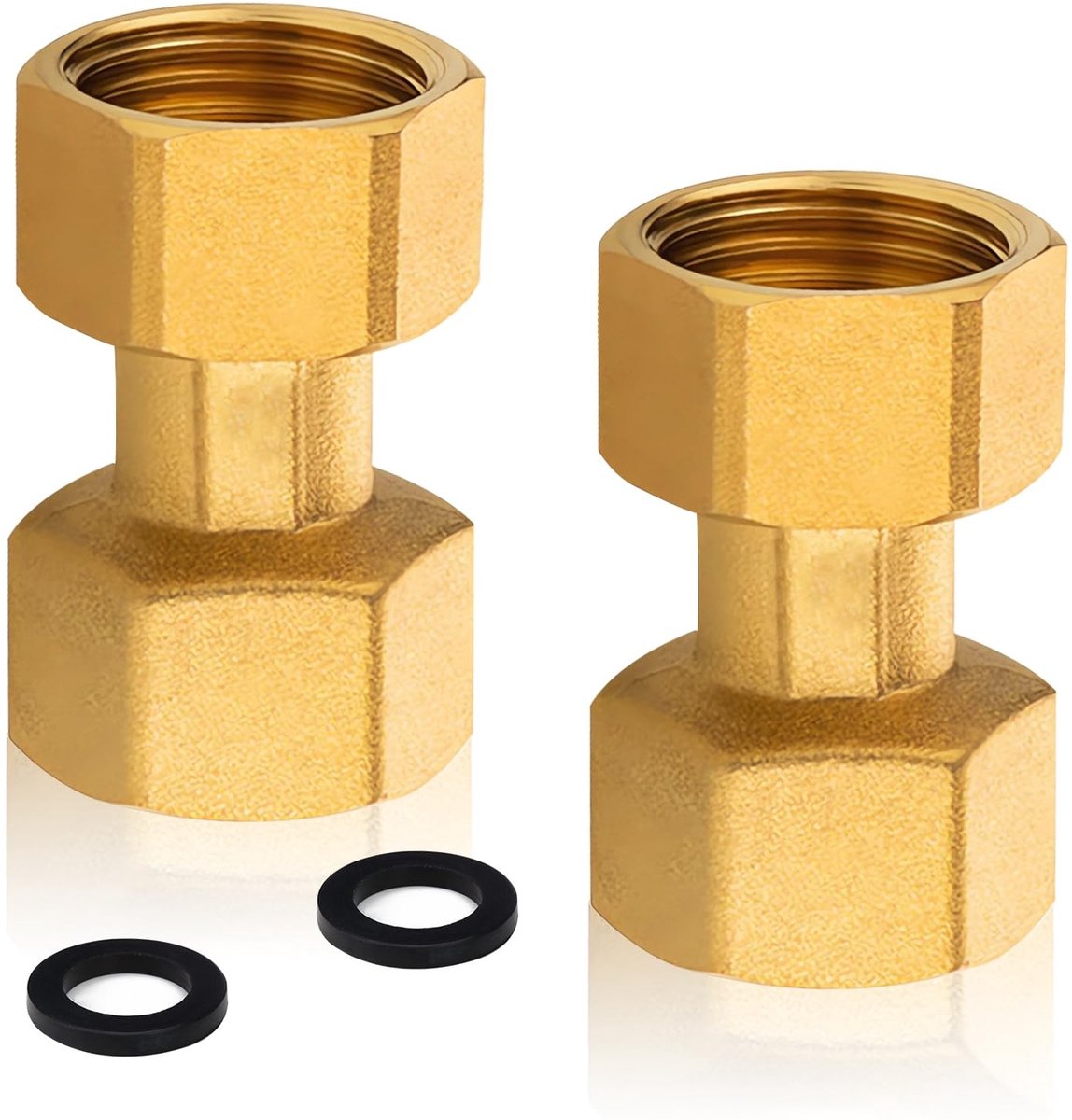 Cosensi- Schroefverbinding 2 stuks - Messing - Draaibaar - 1/2 inch IG x 1/2 inch IG - Afdichting - Voor waterinstallaties - Fittingen