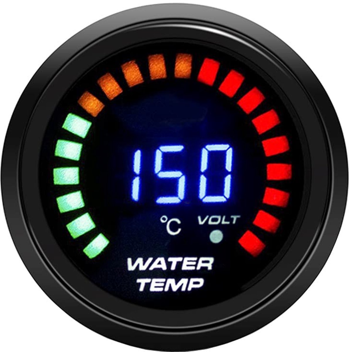 Cosensi- Watertemperatuurmeter Digitale 52mm - LED-display - Hoge gevoeligheid - Eenvoudige installatie - Geschikt voor 12V voertuigen - Zwart met helderblauwe aflezing - Temperatuurmeter