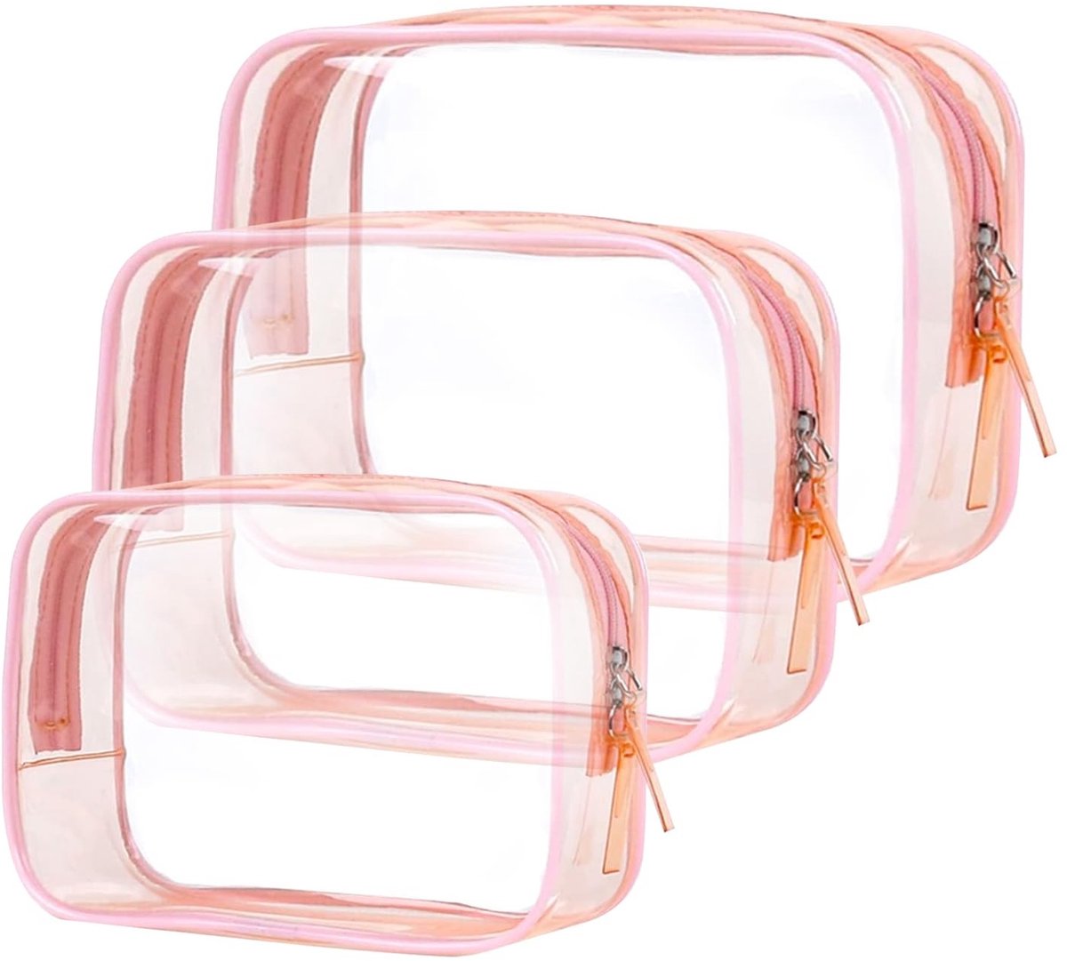 Cosensi- Toilettas Transparant - 3 Stuks - Waterdichte PVC - TSA-Goedgekeurde Make-uptassen - Multifunctioneel - Scheurvast - Milieuvriendelijk - Cosmeticatas