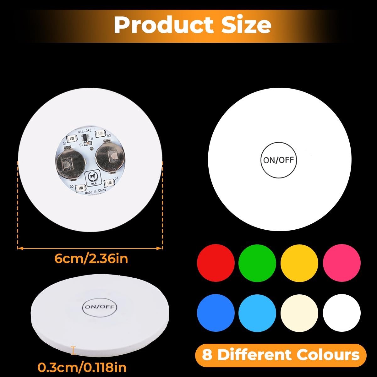 Cosensi- LED-onderzetters 8 Stuks - Ronde Lichtgevende Onderzetters - Zelfklevende Stickers - 3 Lichtmodi - Waterdicht - Duurzaam Materiaal