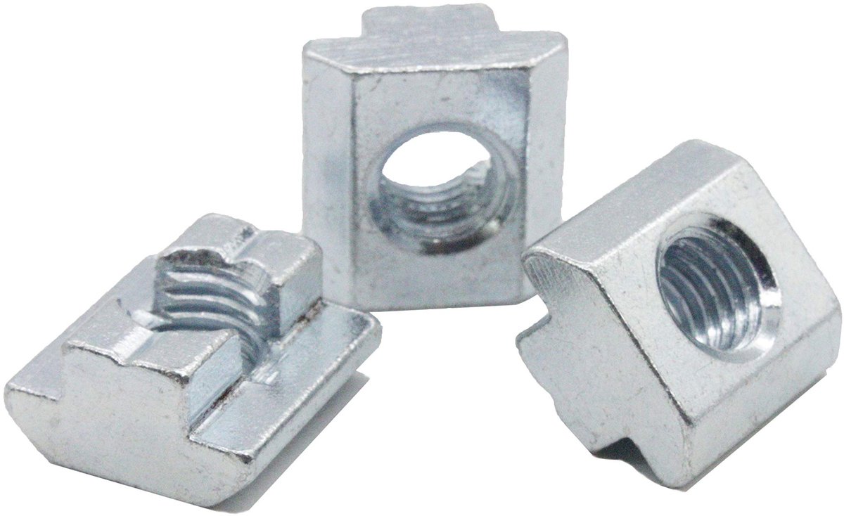 Cosensi- Groefsteen Zwaar - Bevestigingsmateriaal Schaduwdoek - M10 - Verzinkt Staal - Geschikt voor B-type Profielen - Afmetingen 20x19,7x10,5 mm
