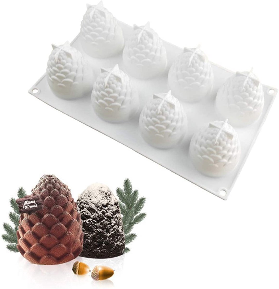 Cosensi- Siliconen Vorm Kegeldesign - 3D-Dennenappels - Bakvormen - Snoep/chocoladevorm - Versieren van Cake - IJsblokjes - Wit - Bakvorm