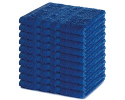 Lavea® Set van 10 Washandjes 30x30 cm | 100% Katoen | Zachte & Absorberende Gastendoekjes | Gezicht, Baby, Make-up, Reizen - Koningsblauw